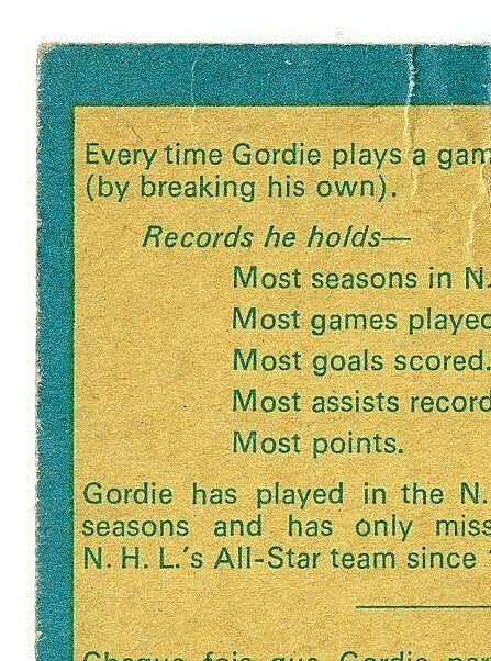 1969-70 O-PEE-CHEE  GORDIE HOWE - MR. HOCKEY DETROIT RED WINGS #193-A NNO ERROR