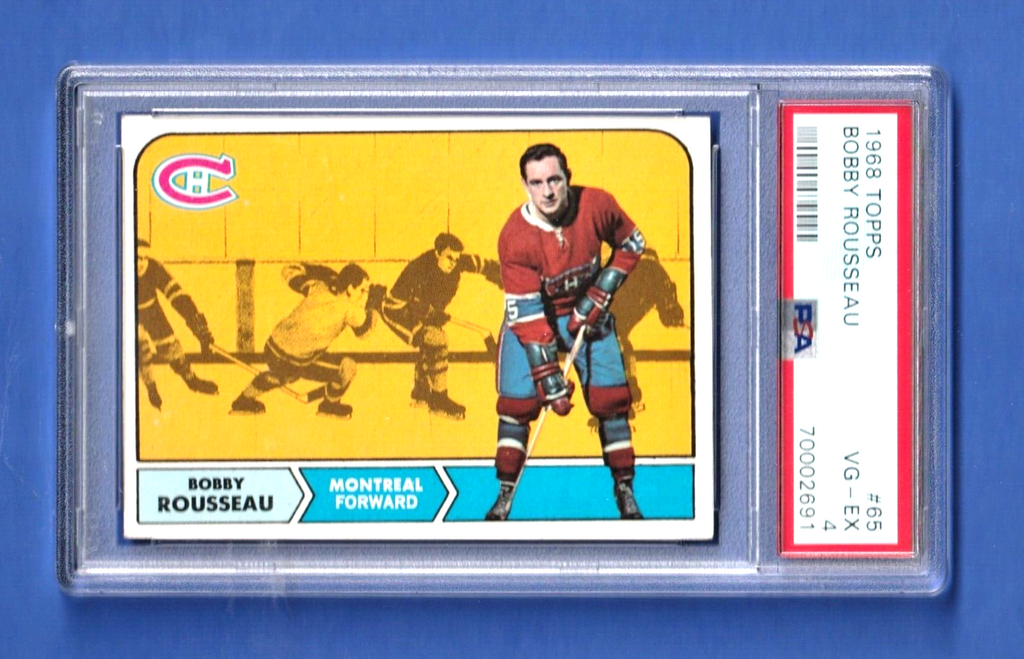 1968 Topps Hockey  -  Bobby Rousseau  #65   -  PSA 4 VGEX  -  Montreal Canadiens
