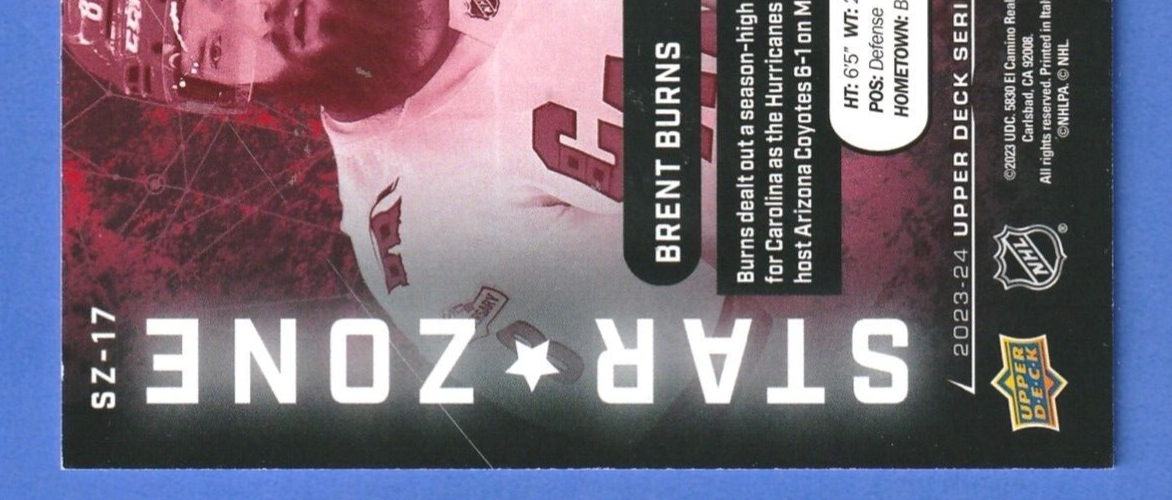 2023-24 Upper Deck Series 1 Brent Burns Star Zone Red #SZ-17