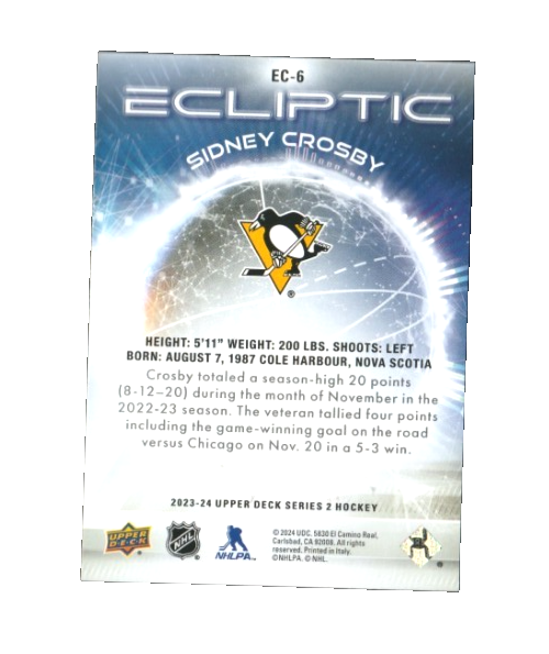 2023-24 Upper Deck Series 2  Ecliptic Ec-6 - Sidney Crosby - Pittsburgh Penguins