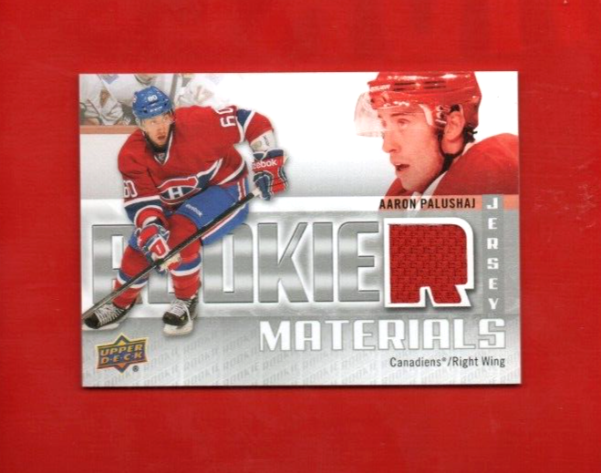 2011/12 Upper Deck Series II RM-AP Aaron Palushaj Rookie Materials RED Canadiens