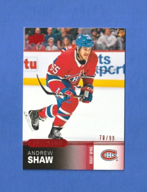 2019-20 Upper Deck Overtime Wave 1 Red Foil 78/99 #38 - Andrew Shaw  -  Montreal