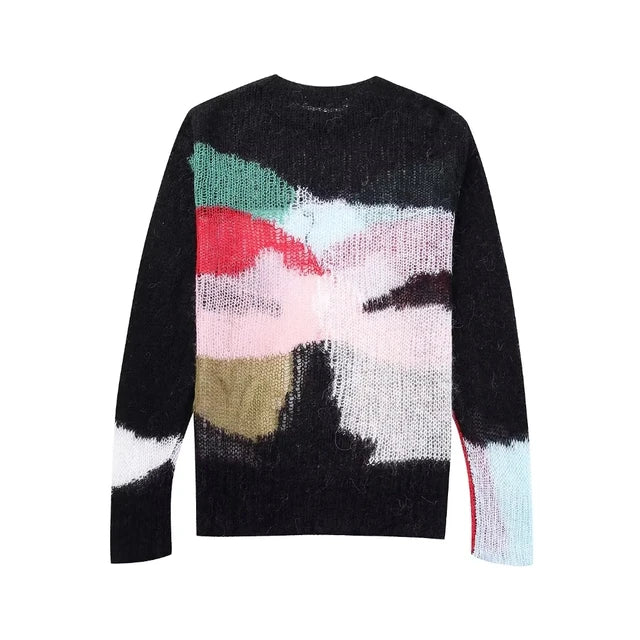 Fashion Thin Chic Sweater Women Vintage Long Sleeve Sweater Loose Pullover Solid Sweater Female Sweaters Top