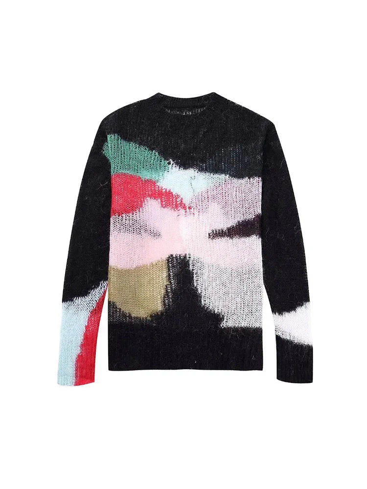 Fashion Thin Chic Sweater Women Vintage Long Sleeve Sweater Loose Pullover Solid Sweater Female Sweaters Top