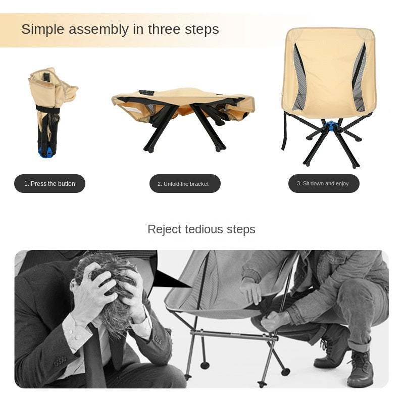 Outdoor Camping Picnic Folding Chair Umbrella Chair Aluminum Lightweight Portable Backrest Moon Chair