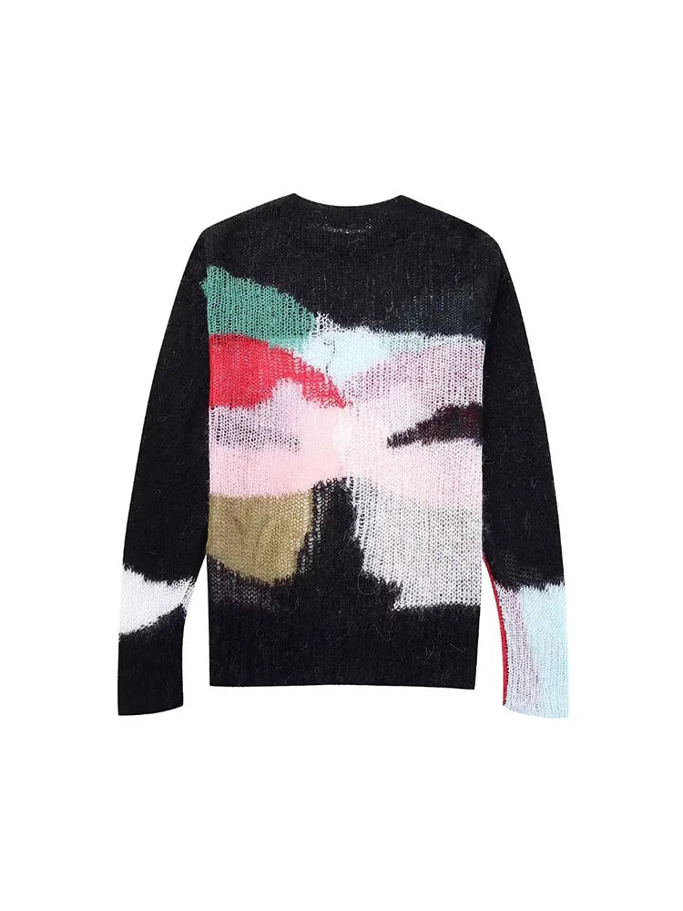 Fashion Thin Chic Sweater Women Vintage Long Sleeve Sweater Loose Pullover Solid Sweater Female Sweaters Top