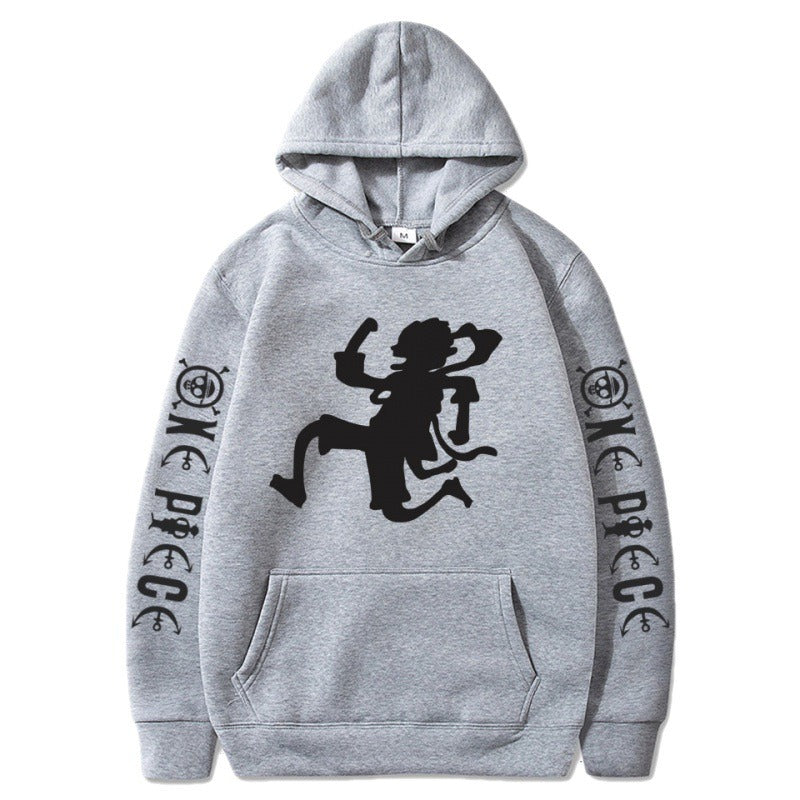 One Piece Pirate King Nika Luffy Shadow Pullover Hoodie with Plush Men's and Women's Coat Sweater