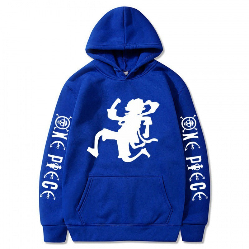 One Piece Pirate King Nika Luffy Shadow Pullover Hoodie with Plush Men's and Women's Coat Sweater