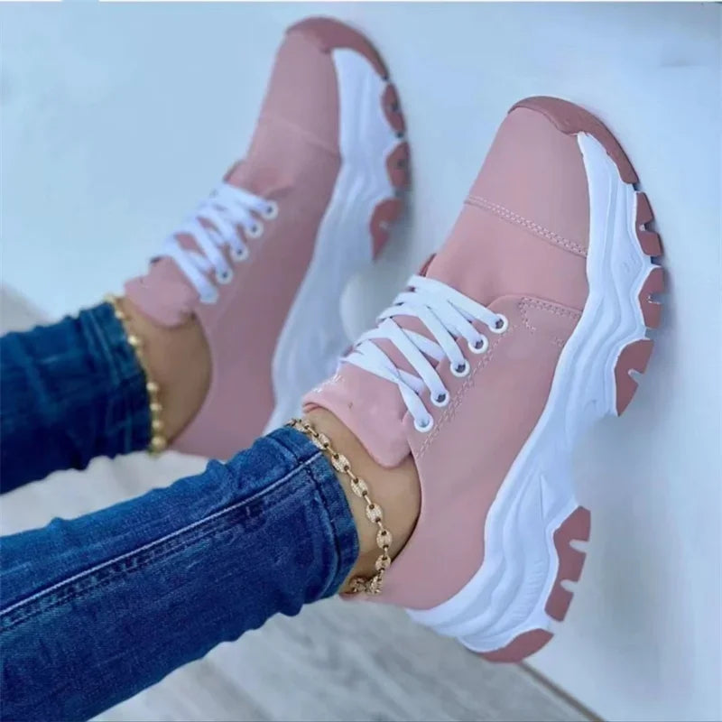 Women Sneakers Fashion Platform Lace Up Casual Sports Shoes Comfortable Running Ladies Vulcanized Shoes Female Footwear