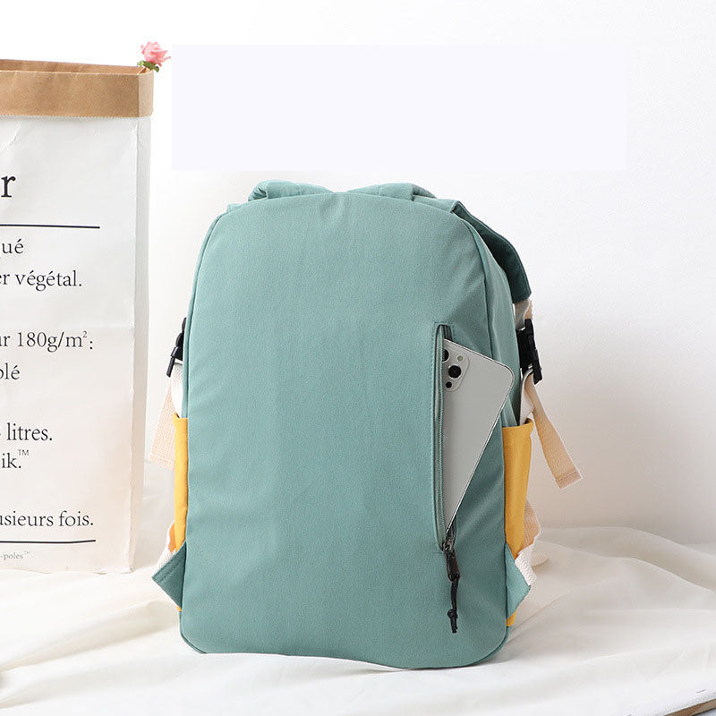 New ins style backpack canvas high school student schoolbag small fresh contrast color junior high school student backpack