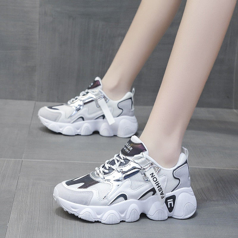 Women's shoes new breathable Korean sports shoes thick-soled student running women's shoes