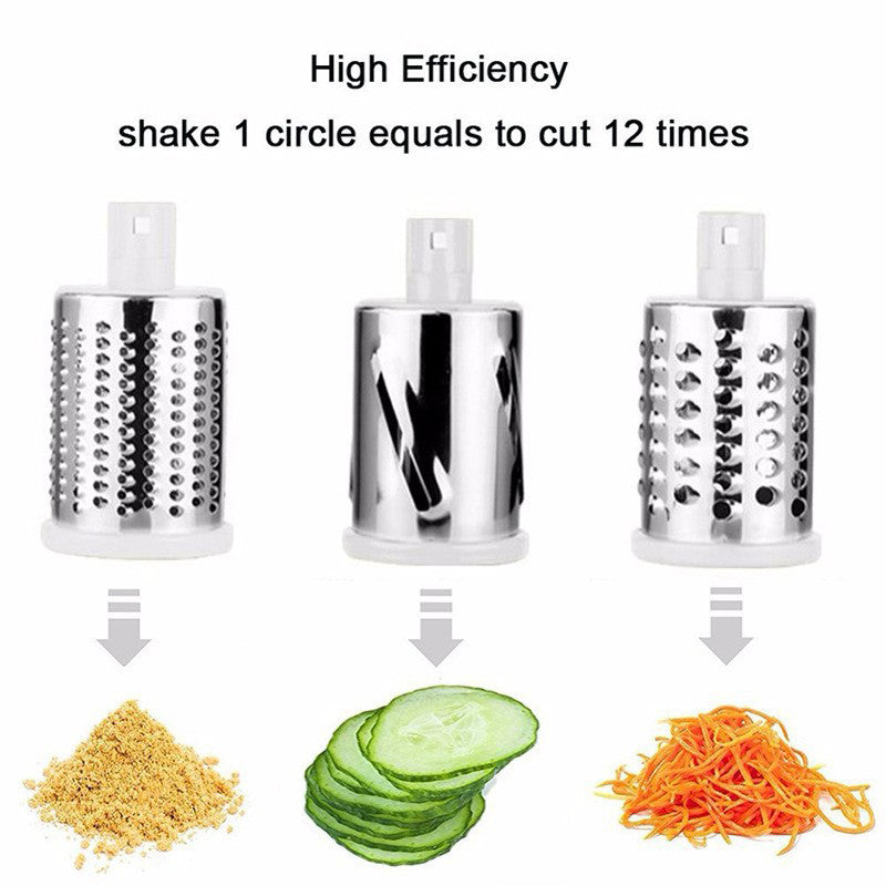 5-in-1 Cheese Grater: Gourmet, Rotary with Hand Crank, 10 Blades (3 Blades-C), for Cheese & Vegetable Slicing.