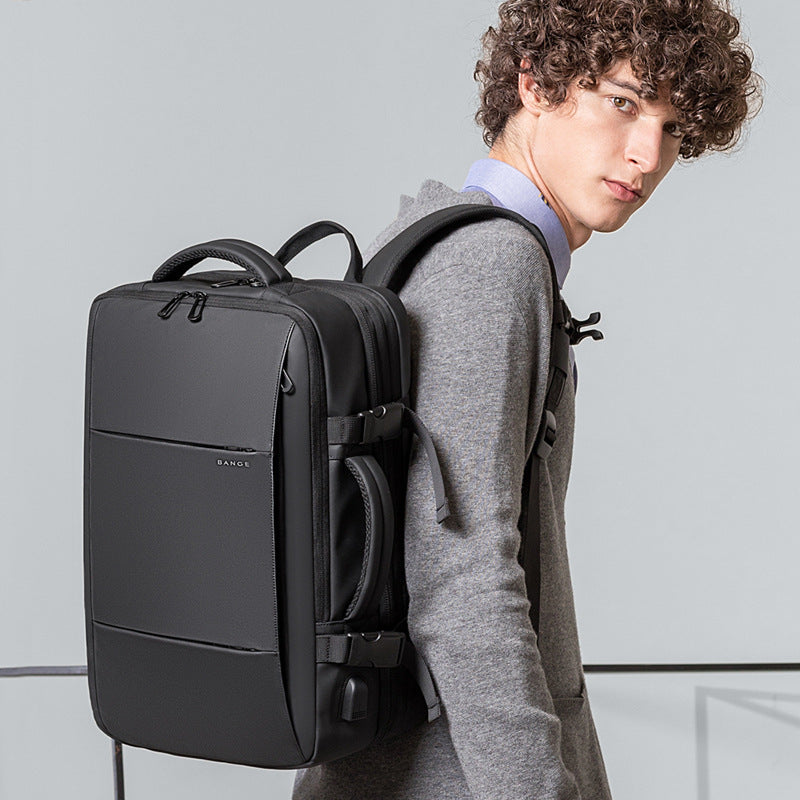 BANGE Backpack Male College Student Computer Backpack Men's Large Capacity Business Travel Waterproof And Expandable Men's Bag