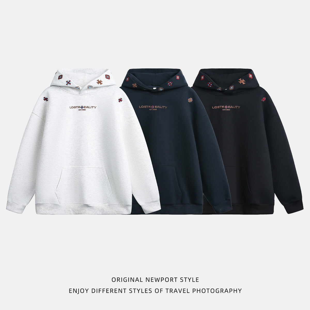 Embroidered hooded sweatshirt for men's sports hoodie