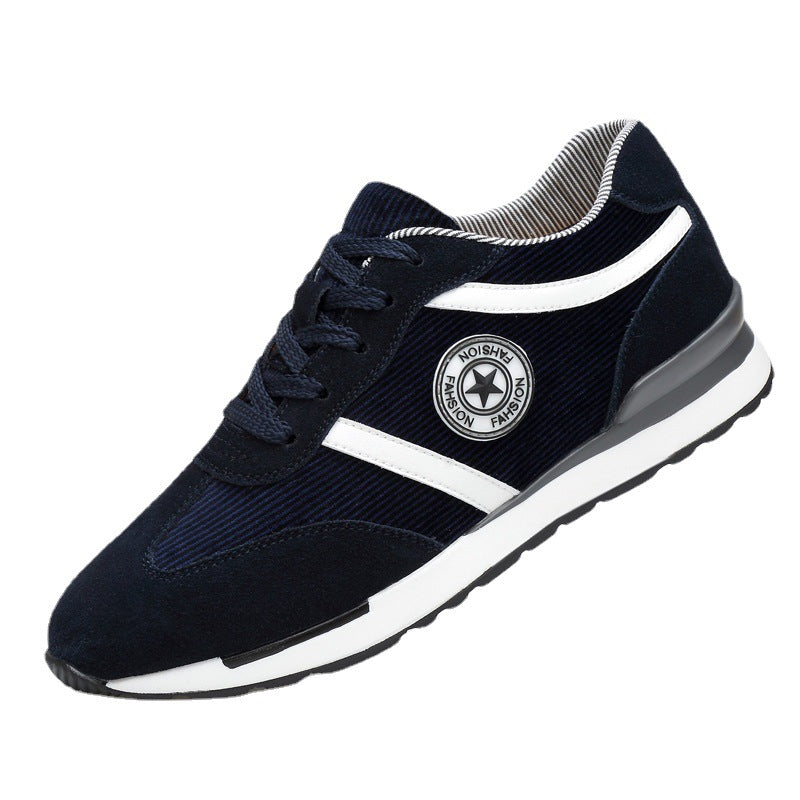 Men's Sports Casual Shoes Korean Style Men's Shoes Hidden Internal Height Increase 8CM Suede Vintage Running Shoes Men