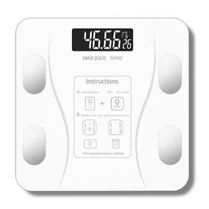 Bluetooth smart scale with app, full-body analysis, iOS/Android, 180kg, high-precision for fitness.