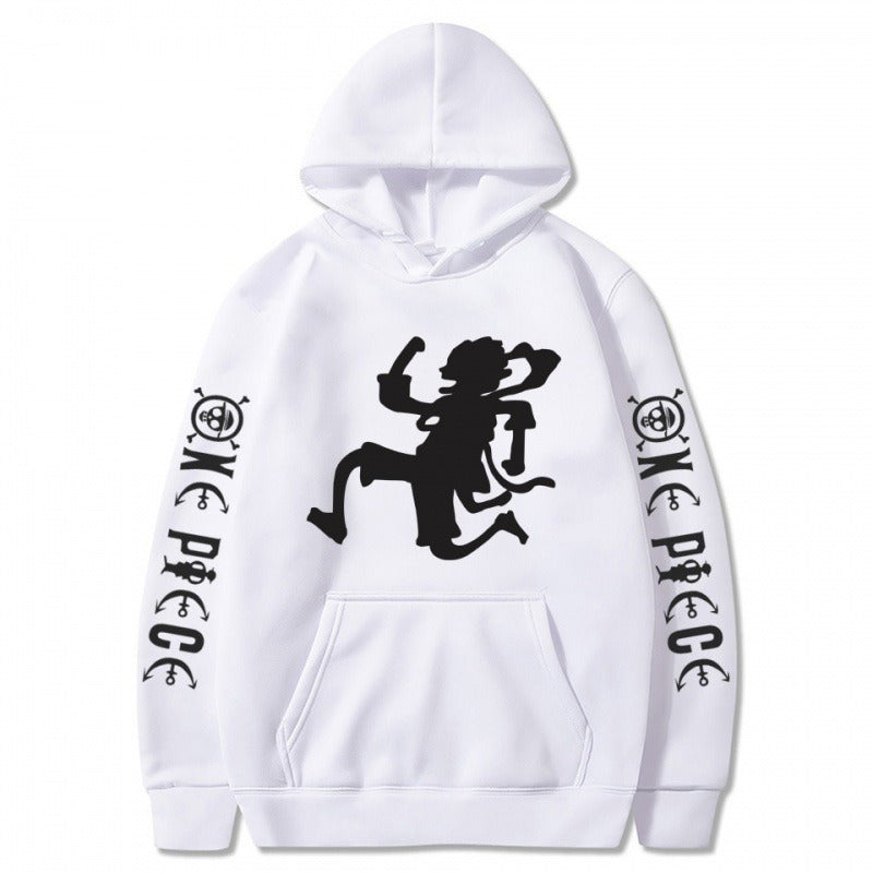 One Piece Pirate King Nika Luffy Shadow Pullover Hoodie with Plush Men's and Women's Coat Sweater