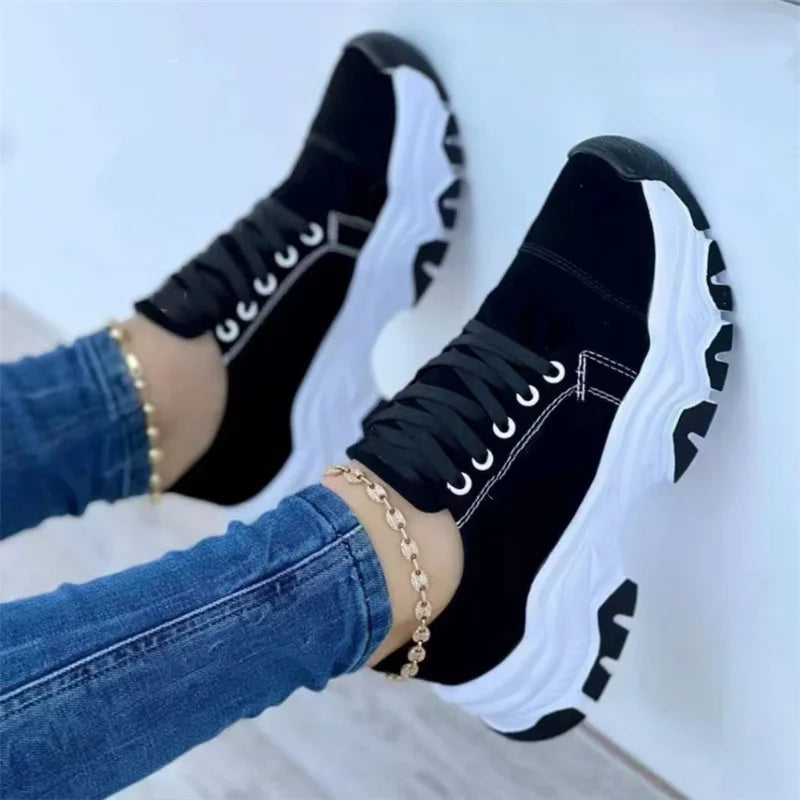 Women Sneakers Fashion Platform Lace Up Casual Sports Shoes Comfortable Running Ladies Vulcanized Shoes Female Footwear