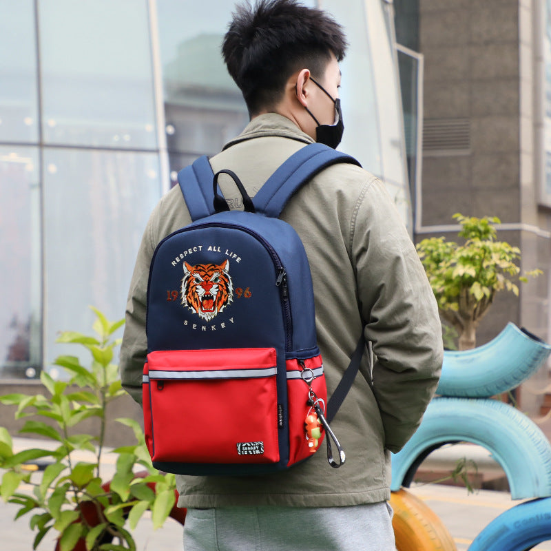 New backpack junior high school student trend backpack silk screen tiger bear cartoon cartoon school bag