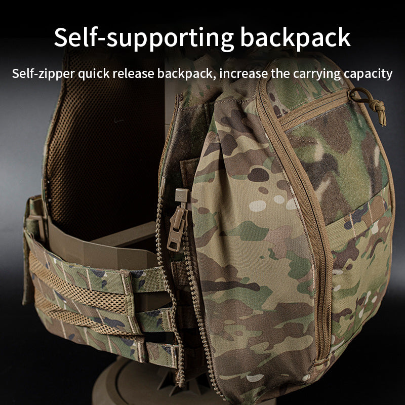 Beetle multi-function tactical vest with back pack external expansion buckle