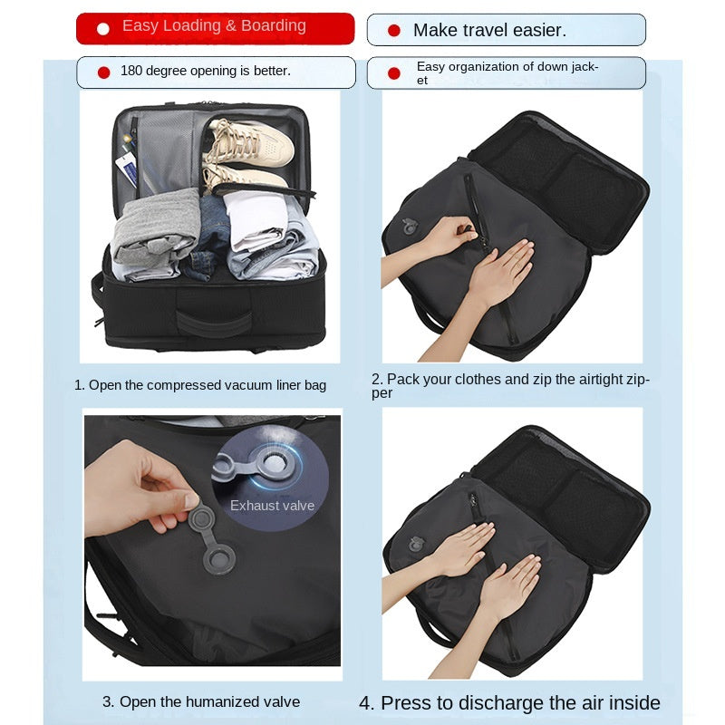 Inflatable Backpack with Expandable Large Capacity Vacuum Compression Dry-Wet Separation Storage Business Backpack